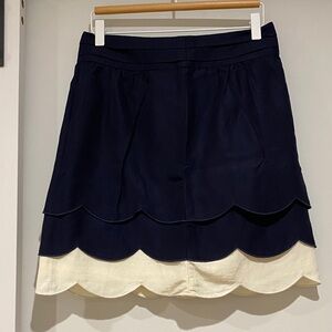 Anthropologie Scalloped Navy and Cream Elegance